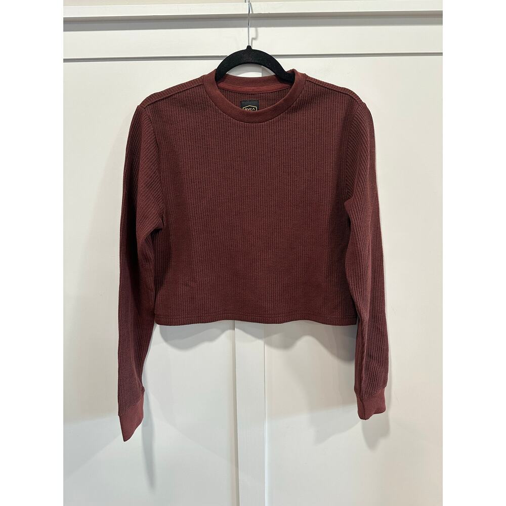 RVCA Burgundy Ribbed Long Sleeve Top
